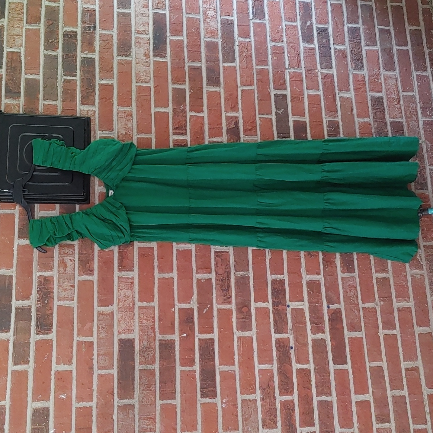 Jason Wu Emerald Green Tierd Deep V Maxi Dress Size Xl (2077)